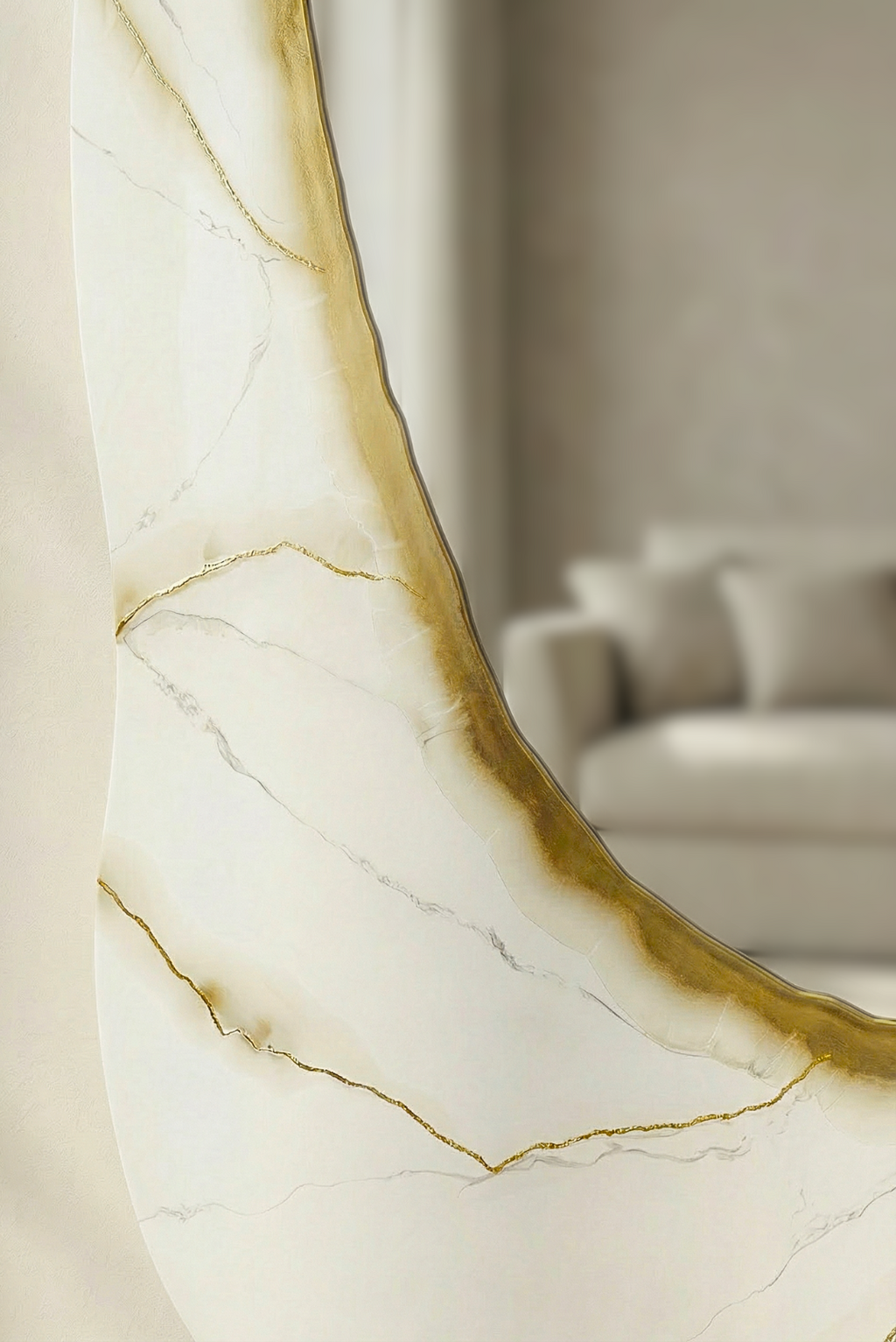 Ivory Vein – Freestanding Irregular White Marble Wall Décor