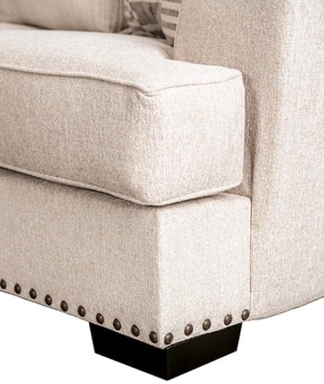 MASARA Traditional Taupe Fabric, Foam, Solid Wood, Others, Living Room Furniture, Made in The USA. (1, loveseat)