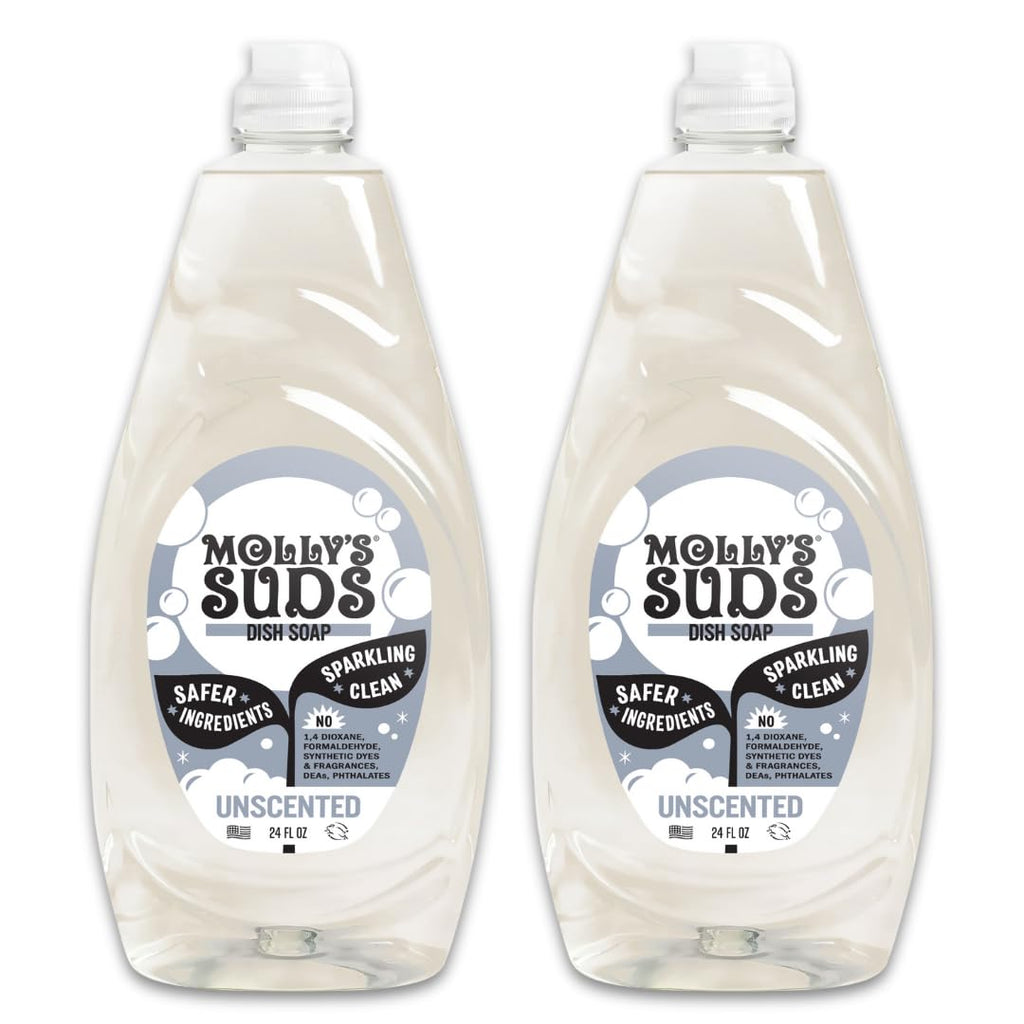 Molly's Suds Liquid Dish Soap | Clean, Simple Ingredients | Extra Scrubbing Power | Lavender Scent, 24 oz - 2 Pack