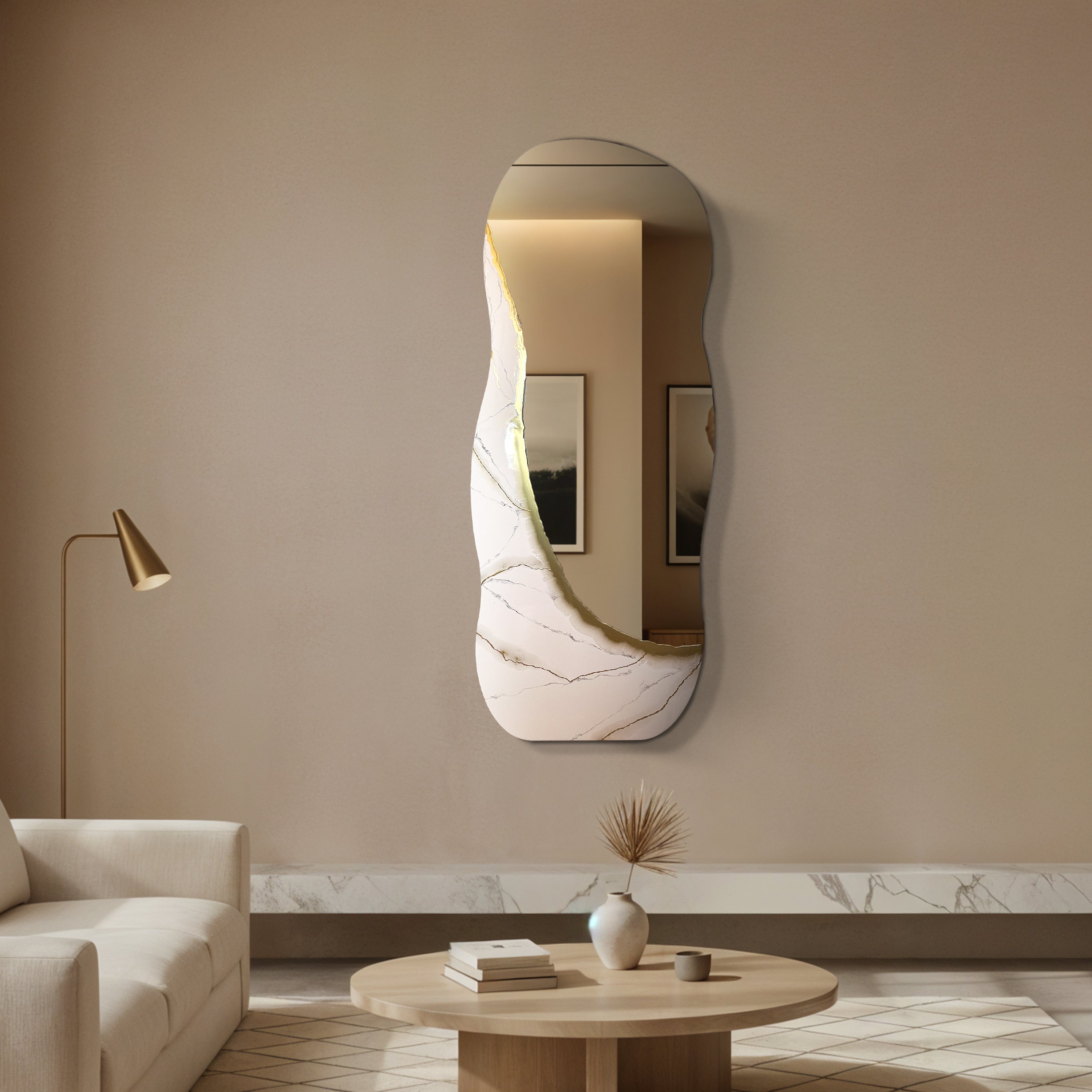 Ivory Vein – Freestanding Irregular White Marble Wall Décor
