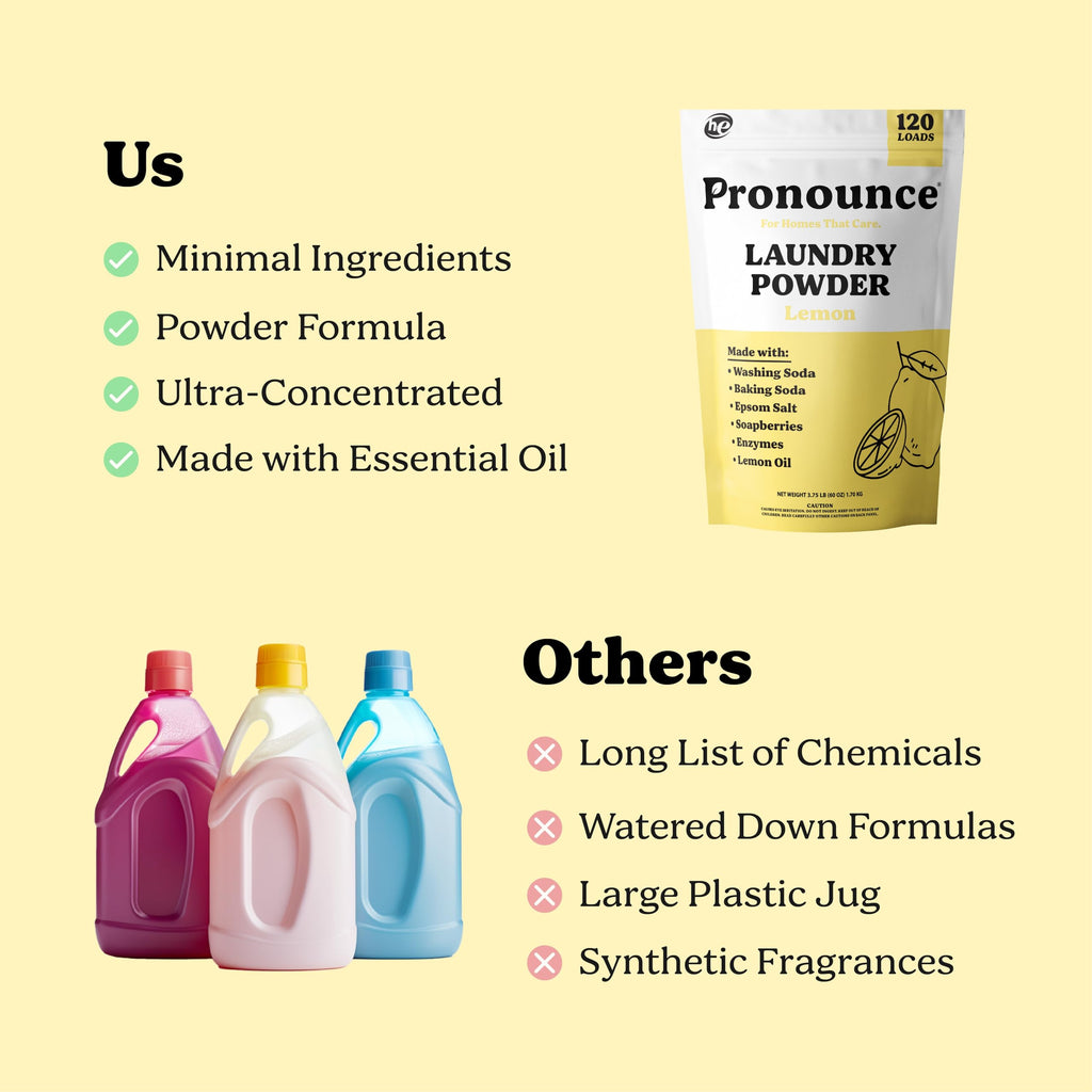 Pronounce Laundry Detergent Powder Alternative | Cleaner Ingredients. Safer for Sensitive Skin. Stain + Smell Fighting. With Essential Oils. HE Safe (Lavender, 120 Loads).