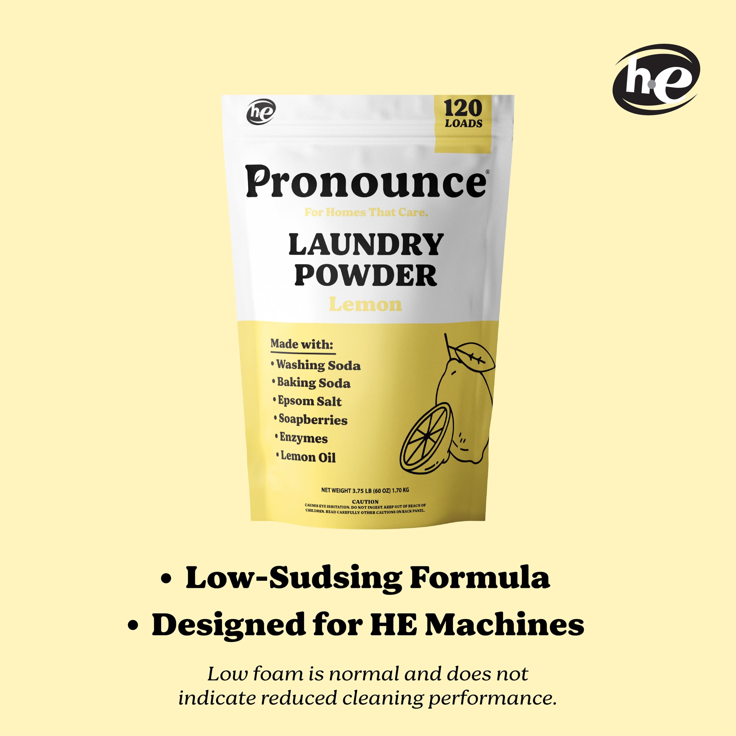 Pronounce Laundry Detergent Powder Alternative | Cleaner Ingredients. Safer for Sensitive Skin. Stain + Smell Fighting. With Essential Oils. HE Safe (Lavender, 120 Loads).