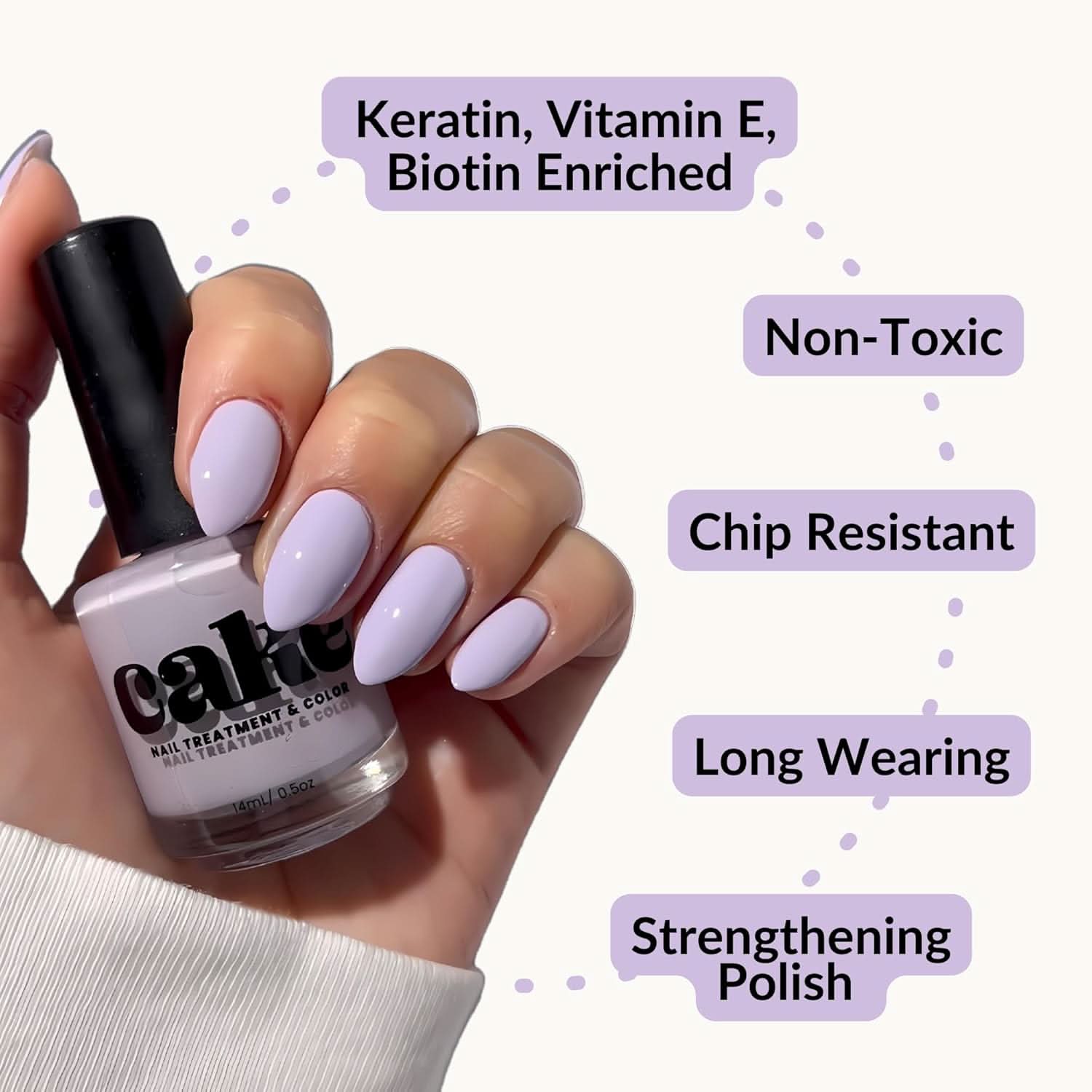 CAKE Nail Strengthening Polish - Wisps of Lilac