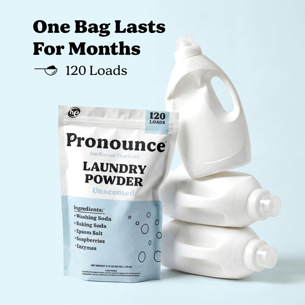 Pronounce Laundry Detergent Powder Alternative | Cleaner Ingredients. Safer for Sensitive Skin. Stain + Smell Fighting. With Essential Oils. HE Safe (Lavender, 120 Loads).