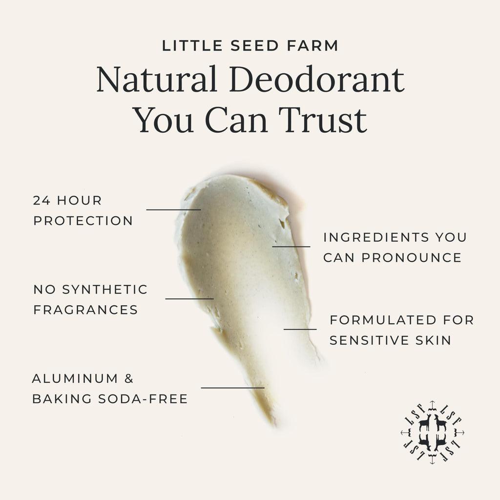 Little Seed Farm All Natural Deodorant Cream - Grapefruit Lemon - Aluminum Free Deodorant for Women or Men, Net Wt. 2.4oz | 68g