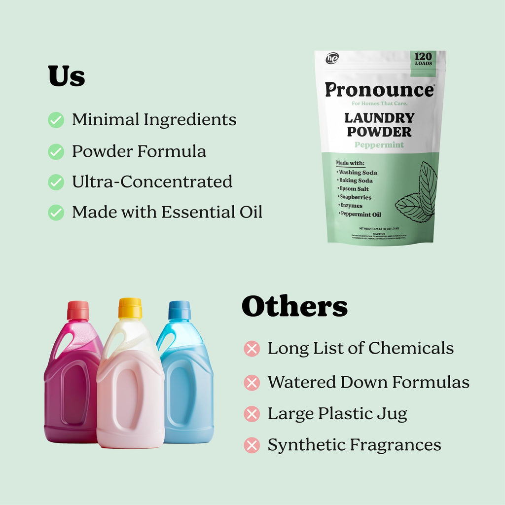 Pronounce Laundry Detergent Powder Alternative | Cleaner Ingredients. Safer for Sensitive Skin. Stain + Smell Fighting. With Essential Oils. HE Safe (Lavender, 120 Loads).