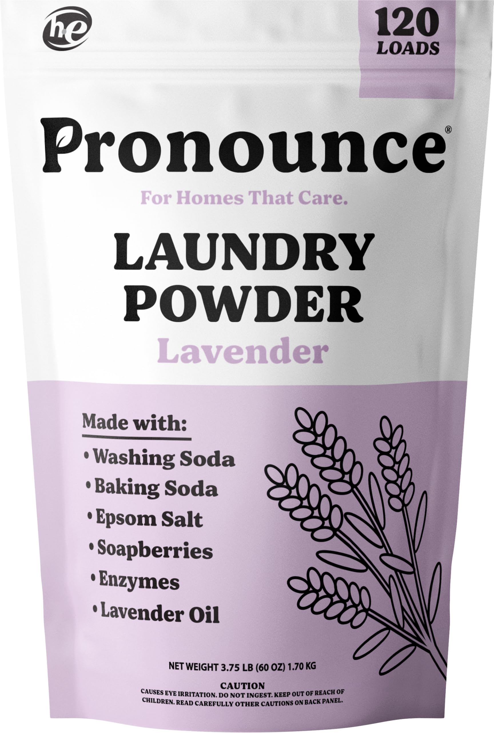 Pronounce Laundry Detergent Powder Alternative | Cleaner Ingredients. Safer for Sensitive Skin. Stain + Smell Fighting. With Essential Oils. HE Safe (Lavender, 120 Loads).