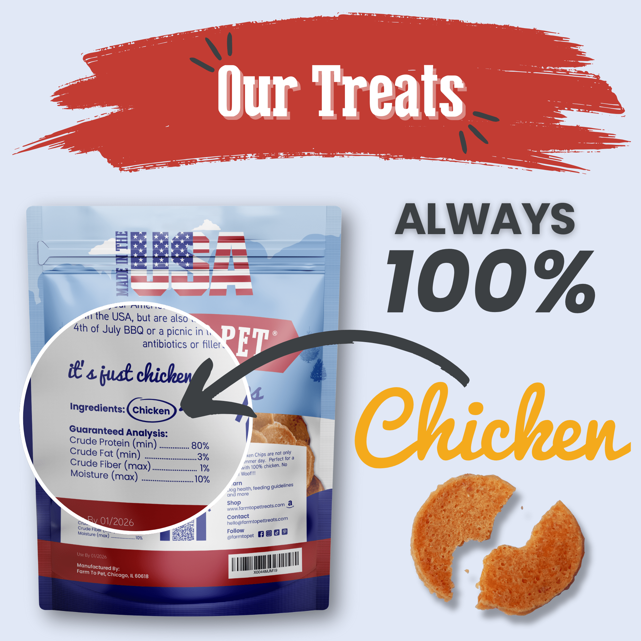 Americana Chicken Chips USA-made dog treats