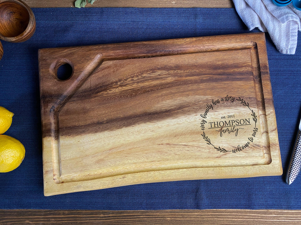 Medium Live Edge Square End Board with Hanging Hole and Juice Groove