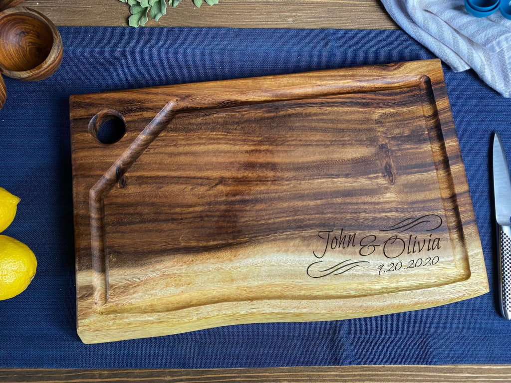 Medium Live Edge Square End Board with Hanging Hole and Juice Groove