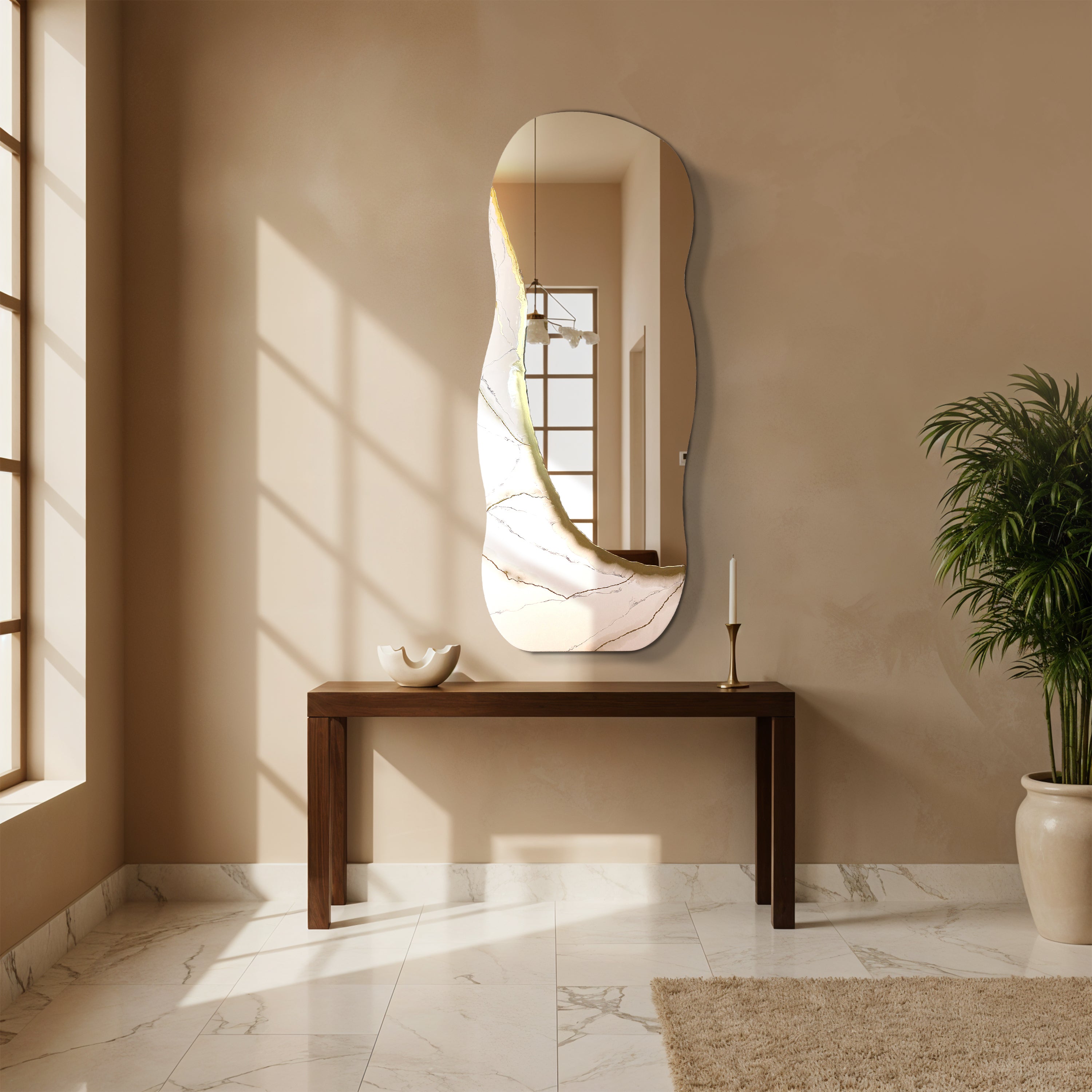 Ivory Vein – Freestanding Irregular White Marble Wall Décor
