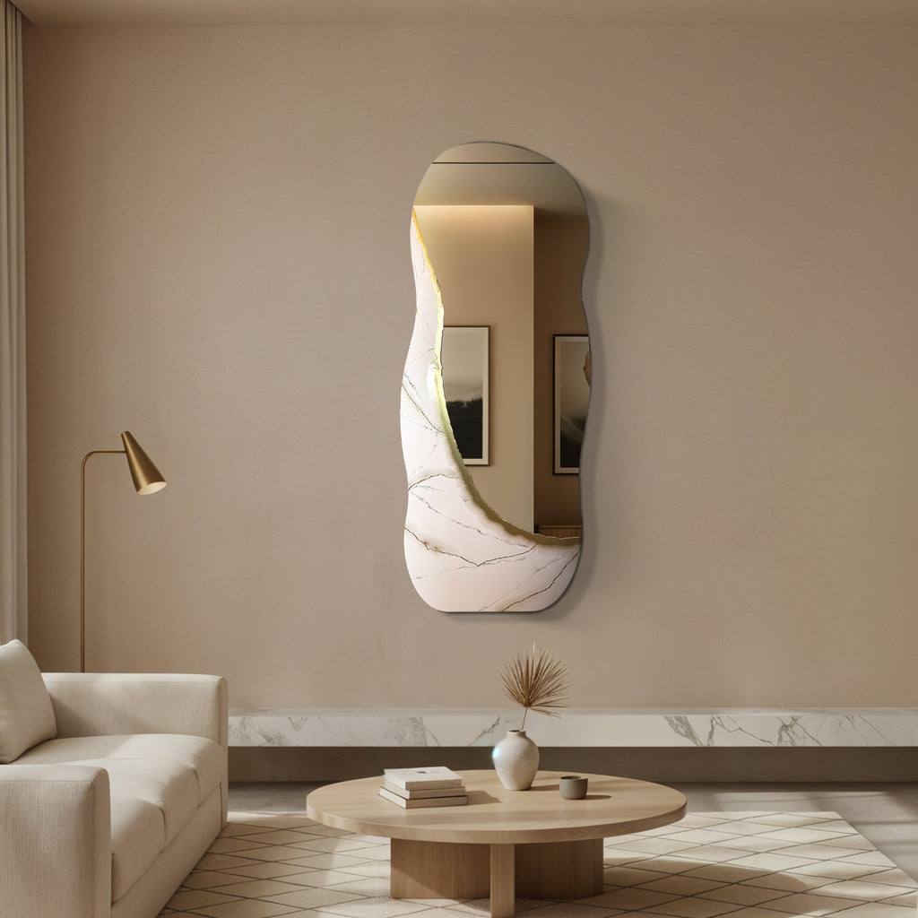 Ivory Vein – Freestanding Irregular White Marble Wall Décor