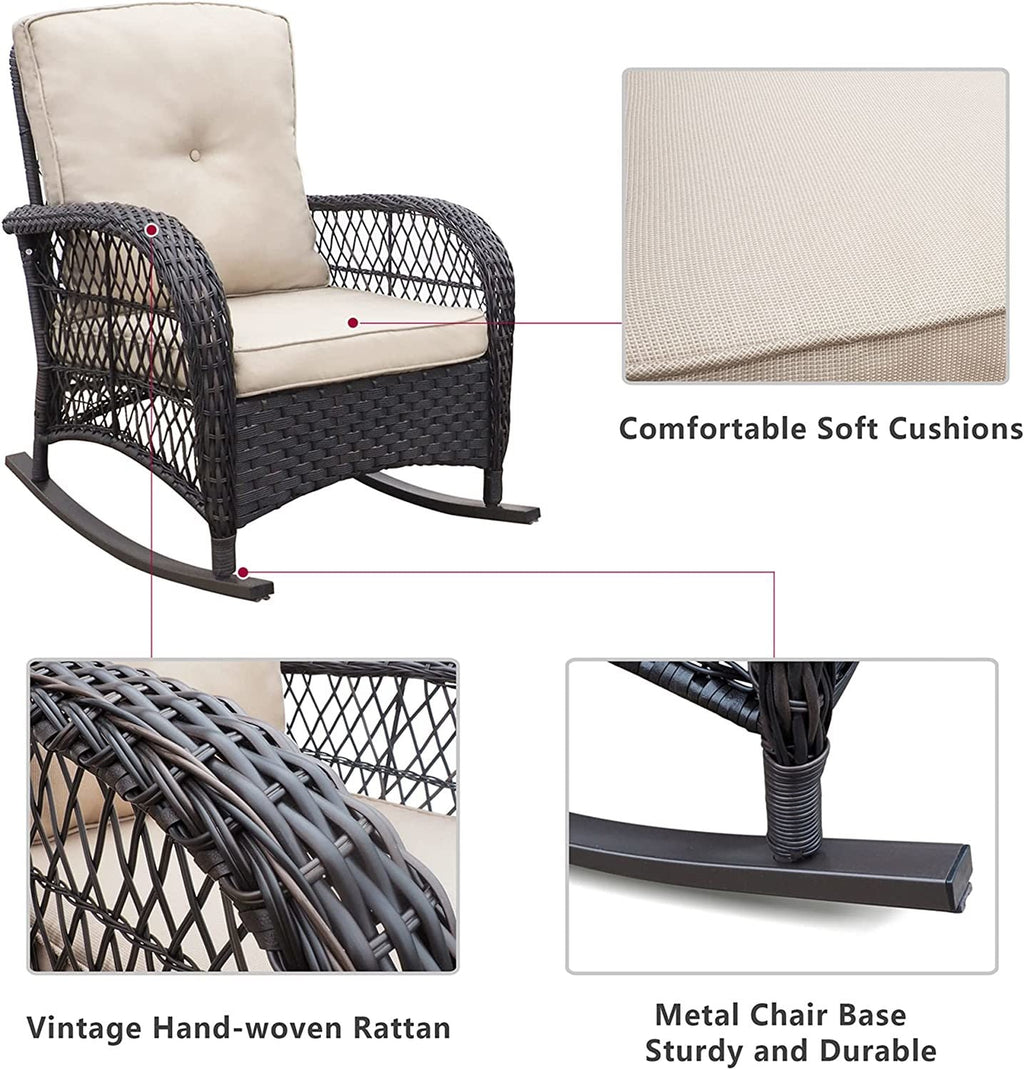 3 Pieces Elegant Wicker Patio Bistro Conversation Sets for Backyard