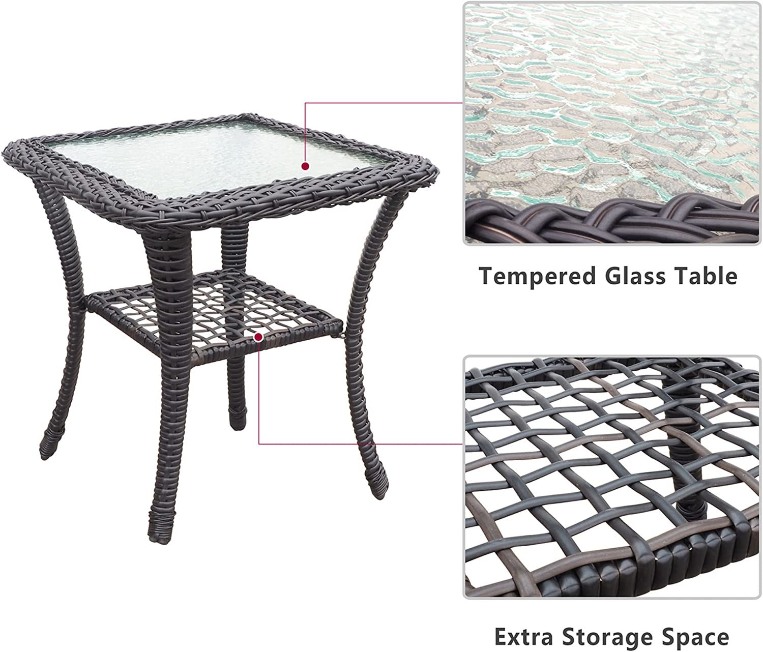 3 Pieces Elegant Wicker Patio Bistro Conversation Sets for Backyard