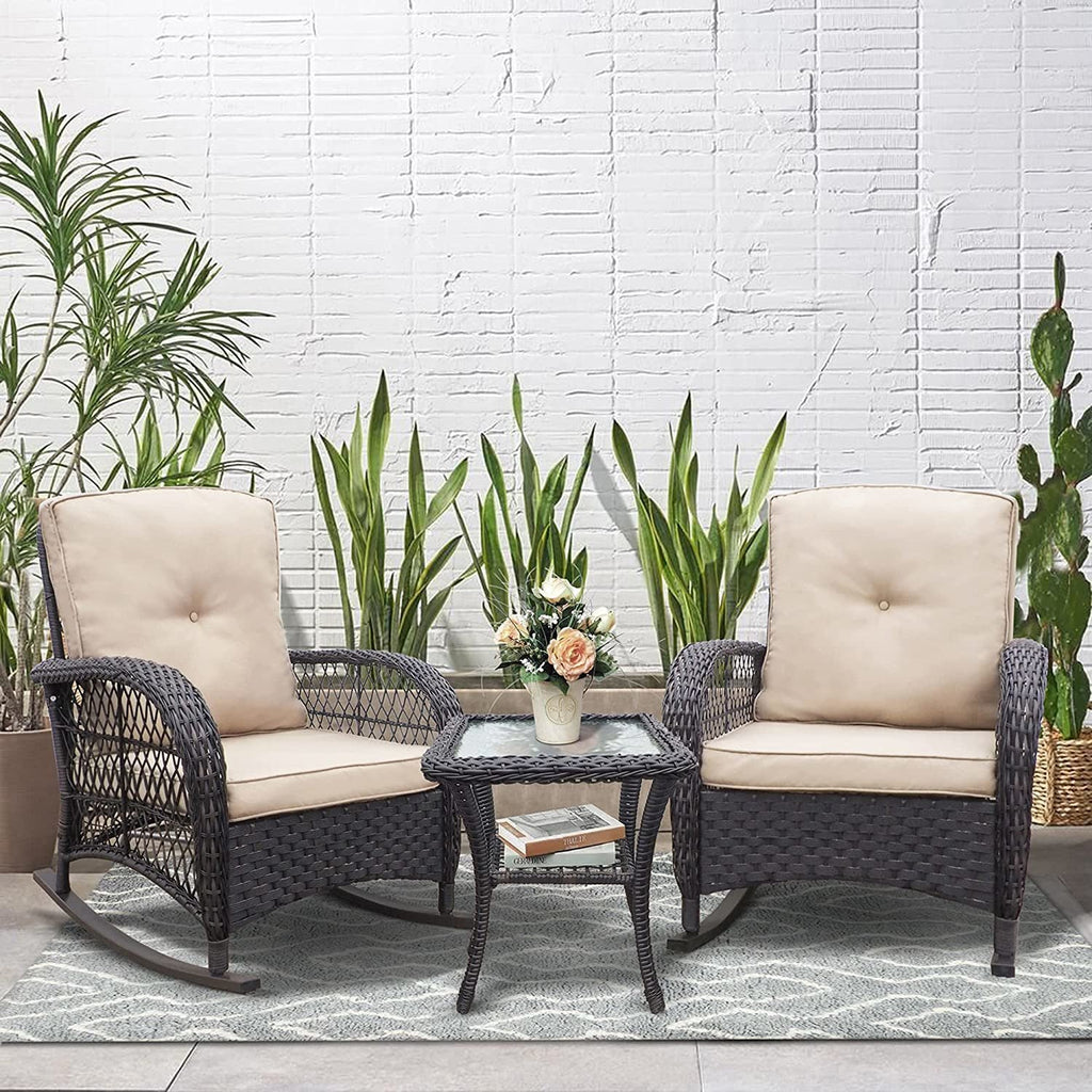 3 Pieces Elegant Wicker Patio Bistro Conversation Sets for Backyard