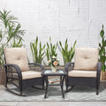 3 Pieces Elegant Wicker Patio Bistro Conversation Sets for Backyard